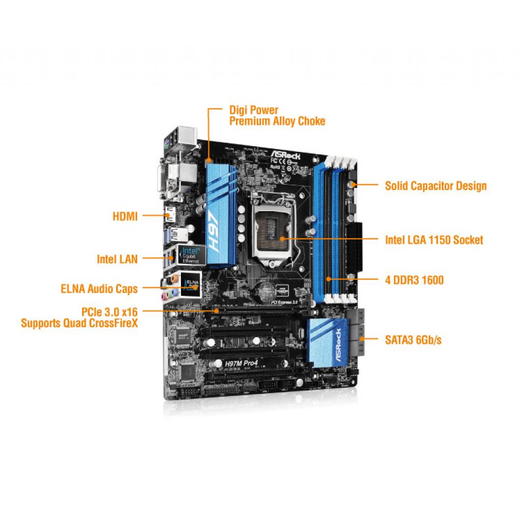 Материнська плата ASRock H97M PRO4 зображення 4