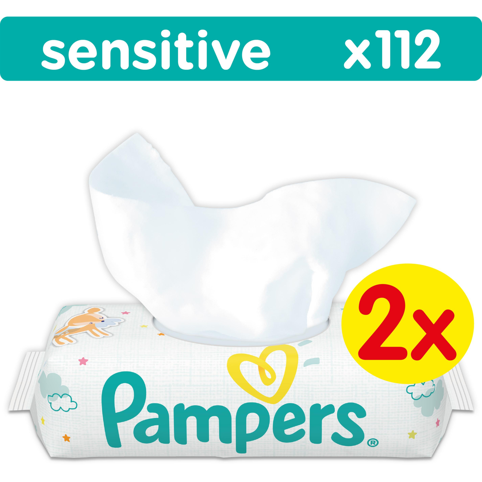 Детские влажные салфетки Pampers Sensitive, 112 шт (4015400636670)
