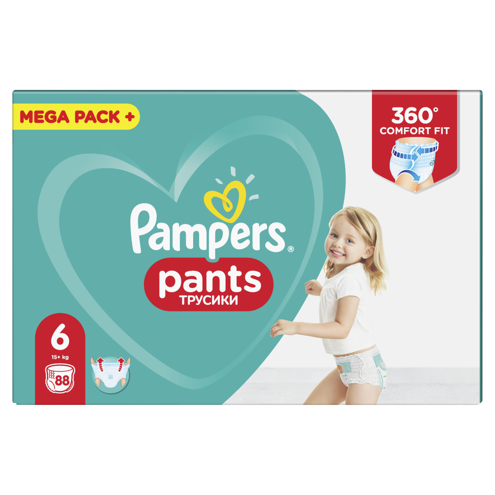 Подгузники Pampers трусики Pants Extra Large Размер 6 (15+ кг), 88 шт (4015400697558) изображение 2