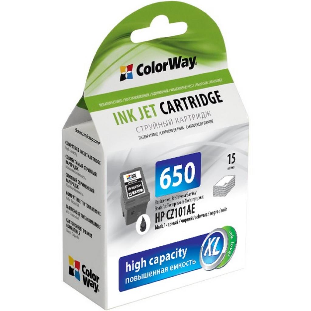 Картридж ColorWay HP №650 black (CZ101AE) ink level (CW-H650XLB-I)