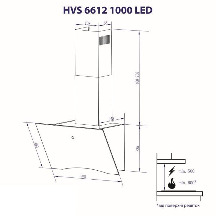 Витяжка кухонна Minola HVS 6612 BL 1000 LED зображення 10