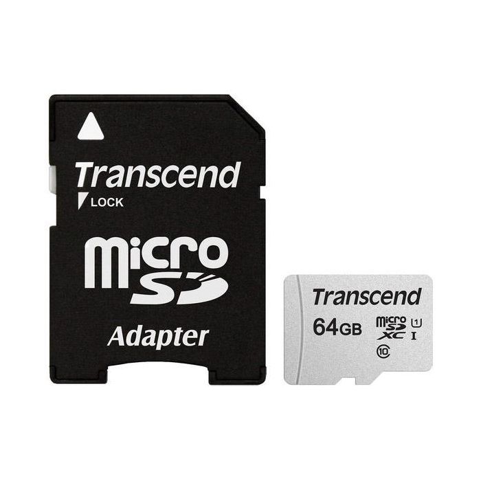 Карта памяти Transcend 64GB microSDXC class 10 UHS-I U1 (TS64GUSD300S-A)