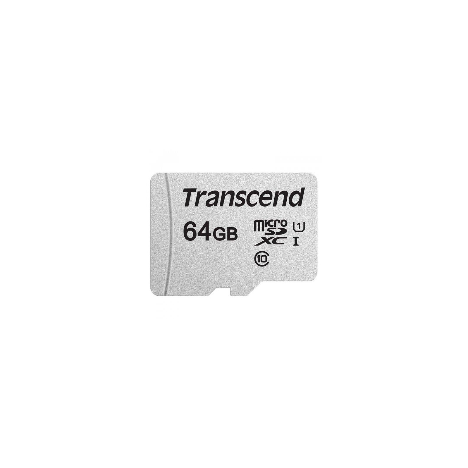 Карта памяти Transcend 64GB microSDXC class 10 UHS-I U1 (TS64GUSD300S-A) изображение 2