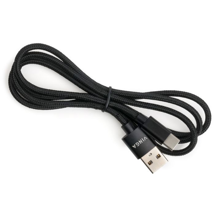 Дата кабель USB 2.0 AM to USB-C 1.0m nylon black Vinga (VCPDCTCNB1BK) зображення 3