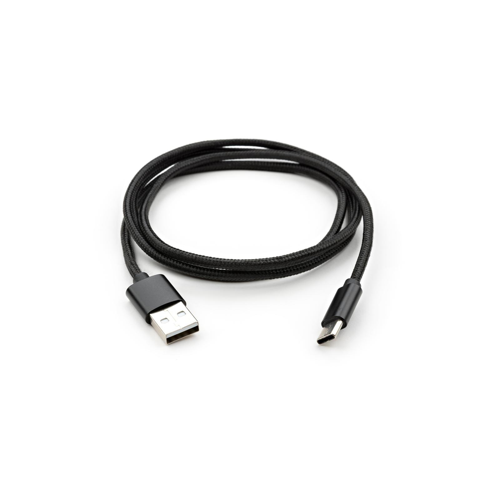 Дата кабель USB 2.0 AM to Type-C 1m nylon black Vinga (VCPDCTCNB1BK) зображення 5