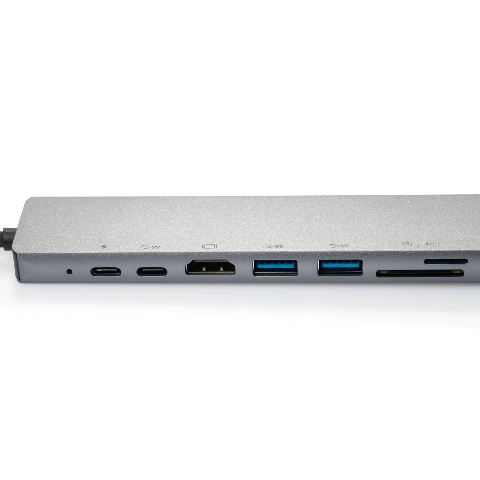 Концентратор Vinga Type-C to 4K HDMI+2*USB3.0+GigabitLAN+SD+PD+USB-C SS aluminium (VCPATC2U3CRLNHIPDGR) изображение 4