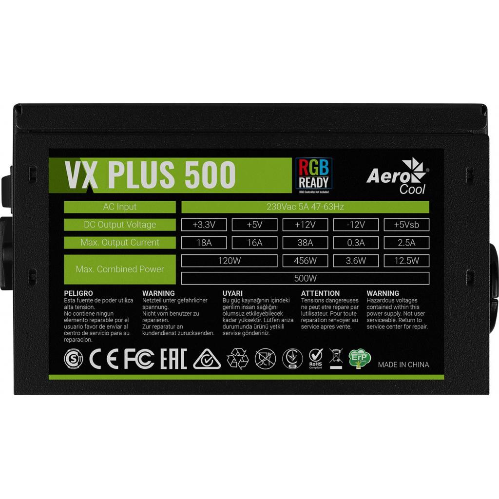 Блок питания AeroCool 500W VX PLUS 500 RGB (4718009152687) изображение 3