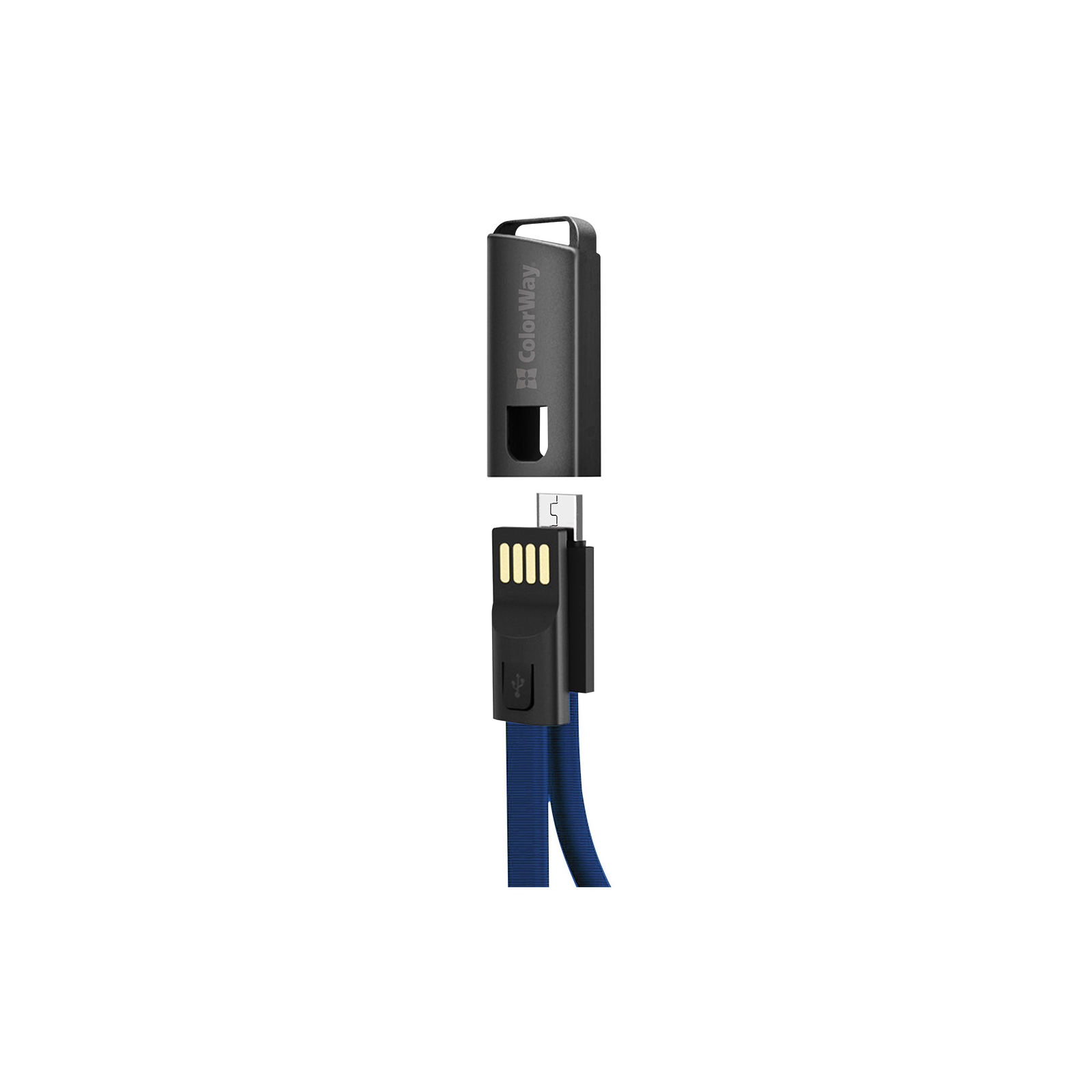 Дата кабель USB 2.0 AM to Micro 5P 0.22m blue ColorWay (CW-CBUM022-BL) зображення 2