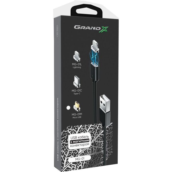 Дата кабель USB 2.0 AM to Micro 5P 1.0m Magnet Grand-X (MG-01M) изображение 6