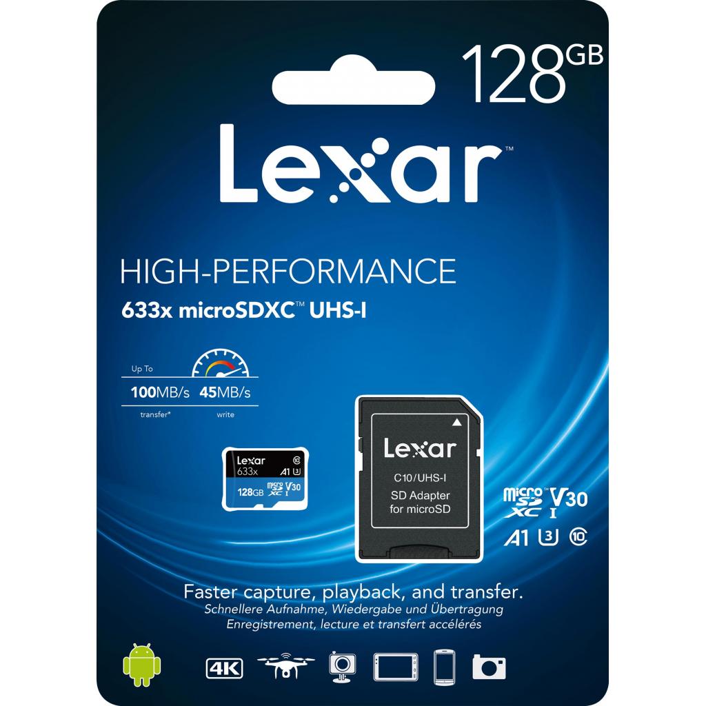 Карта пам'яті Lexar 128GB microSDXC class 10 UHS-I 633x (LSDMI128BB633A) зображення 4