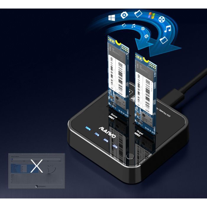 ᐈ Купити док-станцію для накопичувачів Maiwo 2*SATA M.2 SSD Key B