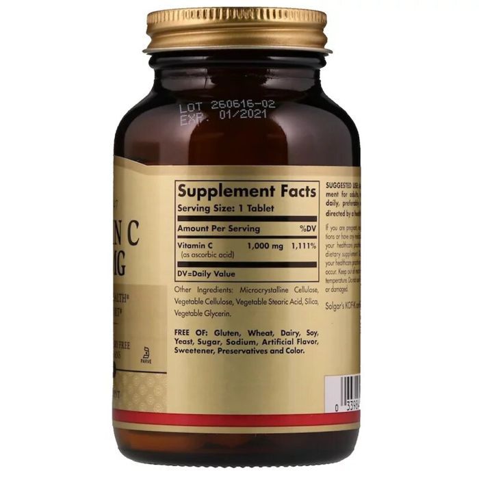 Витамин Solgar Витамин С, Vitamin C, 1000 мг, 90 таблеток (SOL-03275) изображение 2