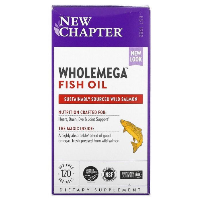Жирные кислоты New Chapter Жир Аляскинского Лосося 1000мг, Wholemega, Alaskan Salmon Oi (NCR-05003)
