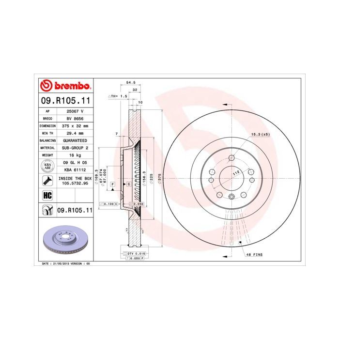 Гальмівний диск Brembo 09.R105.11