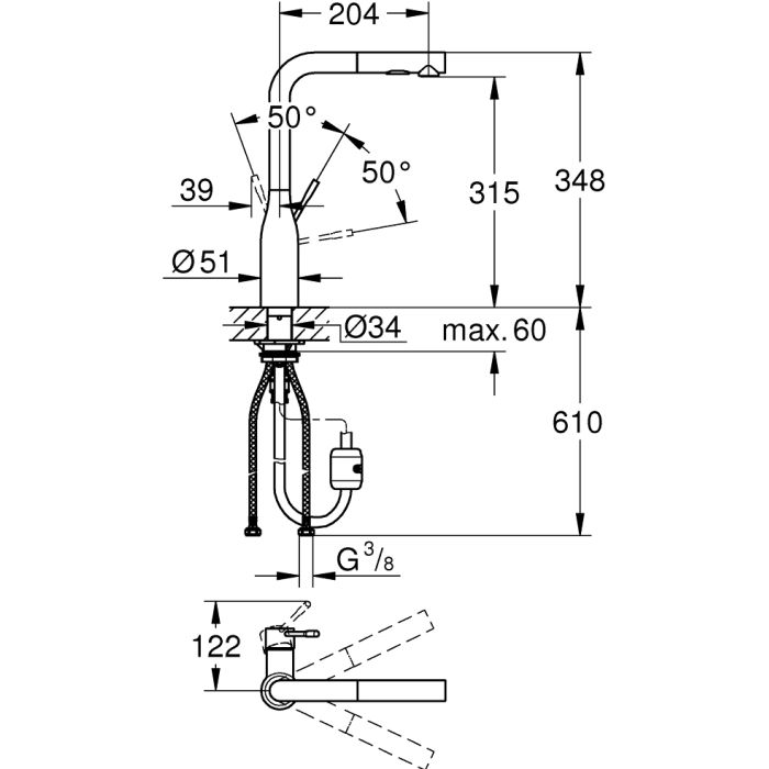 Змішувач Grohe ACCENT OHM L DUAL SPRAY ХРОМ (30432000) зображення 2