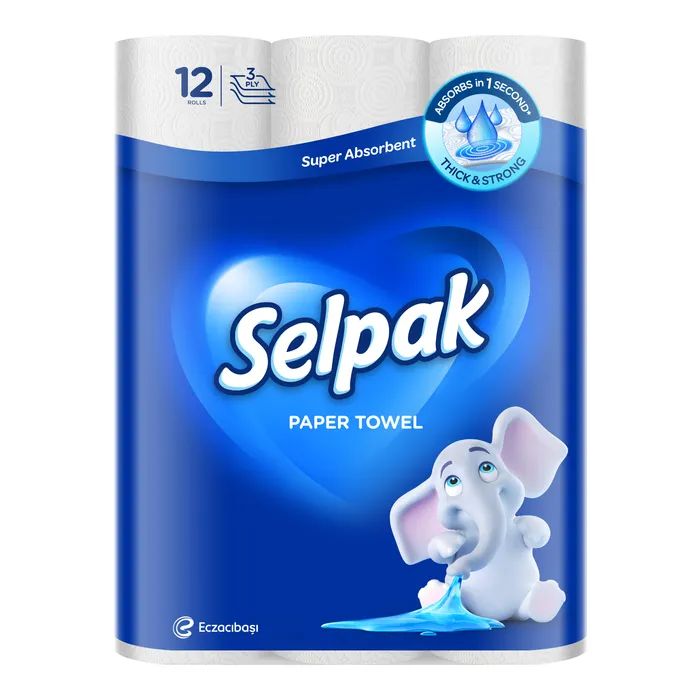 Бумажные полотенца Selpak 3 слоя 80 отрывов 6 рулонов (8690530015043)