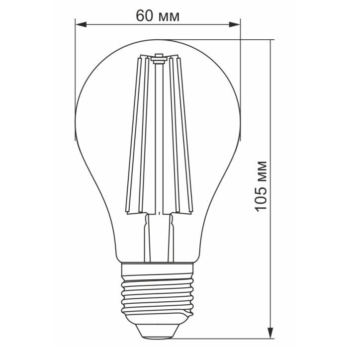Лампочка Videx Filament A60FF 08W E27 1200K (VL-A60FF-08271) зображення 3