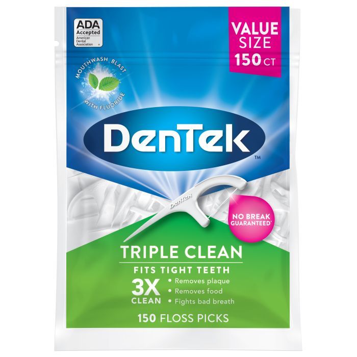 Флосс-зубочистки DenTek Тройное очищение 150 шт. (047700019055)