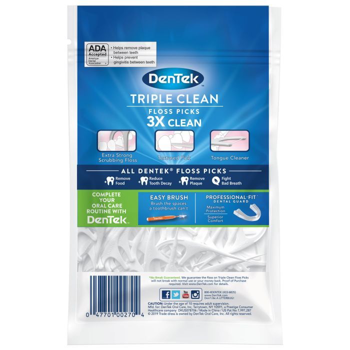 Флосс-зубочистки DenTek Тройное очищение 150 шт. (047700019055) изображение 2