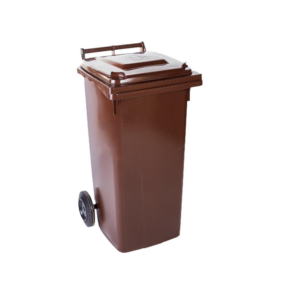 Контейнер для мусора Алеана на колесах с ручкой темно-коричневый 120 л (5056)
