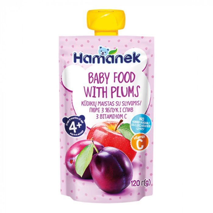 Детское пюре Hamanek Яблоко Слива, 120 г (8595139783976)