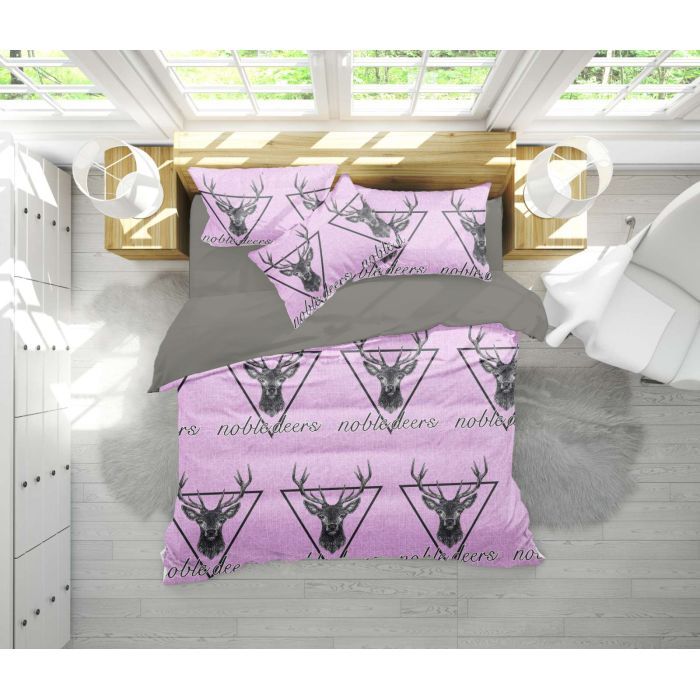 Постільна білизна MirSon Бязь 17-0516 Noble deers pink Сімейний 160x220 (2200003645408)