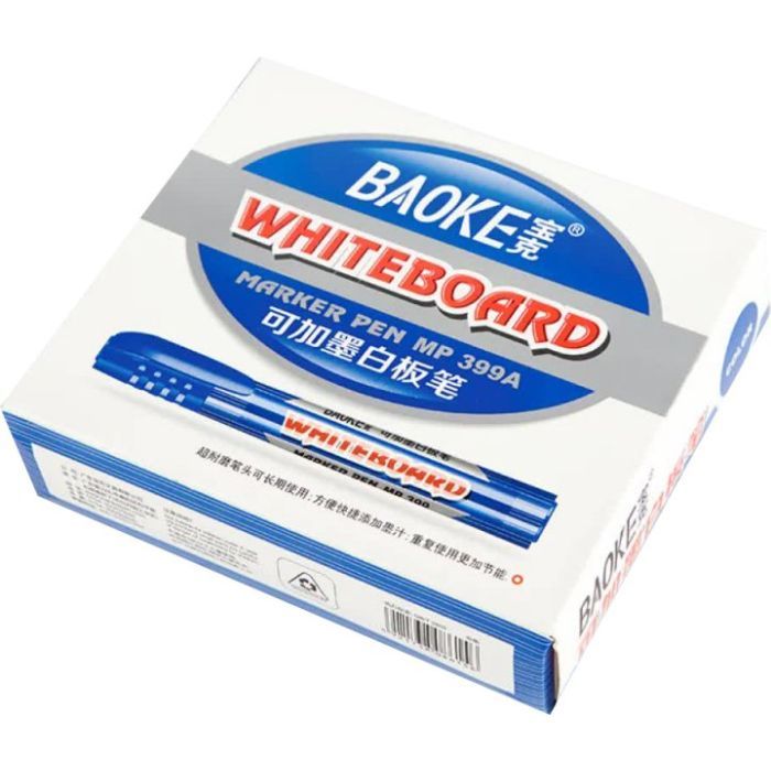 Маркер Baoke для сухостираємих дощок, 2.5 мм синій 12 шт (MARK-BOA-BAO399BL-12)