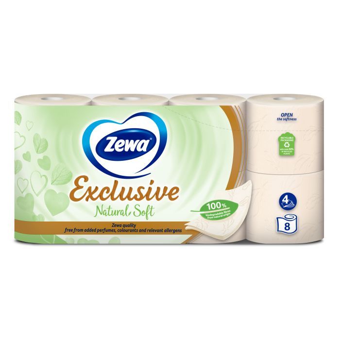 Туалетная бумага Zewa Exclusive Natural Soft 4 слоя 8 рулонов (7322541361246)
