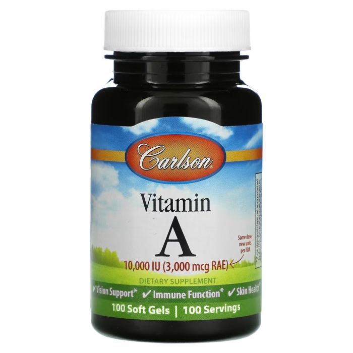 Витамин Carlson Витамин А, 10000 МЕ, Vitamin A, 100 желатиновых капсул (CL1111)