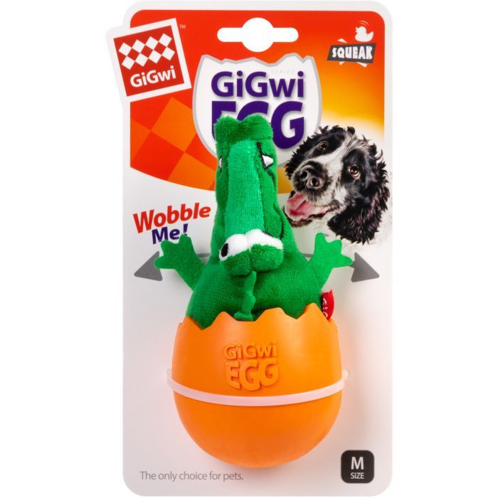 Игрушка для собак GiGwi EGG Крокодил-неваляшка с пищалкой 14 см (2319) изображение 2