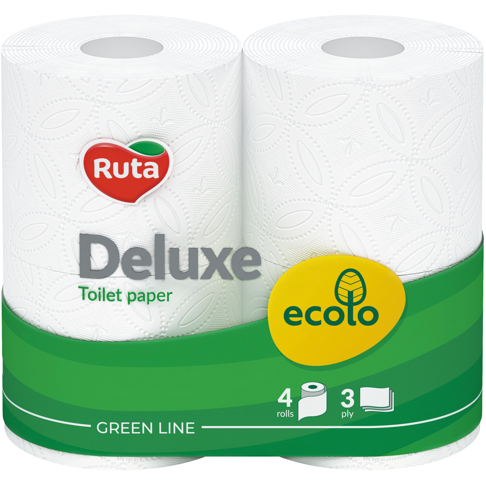 Туалетний папір Ruta Ecolo Deluxe 3 шари 4 рулони (4820202890324)