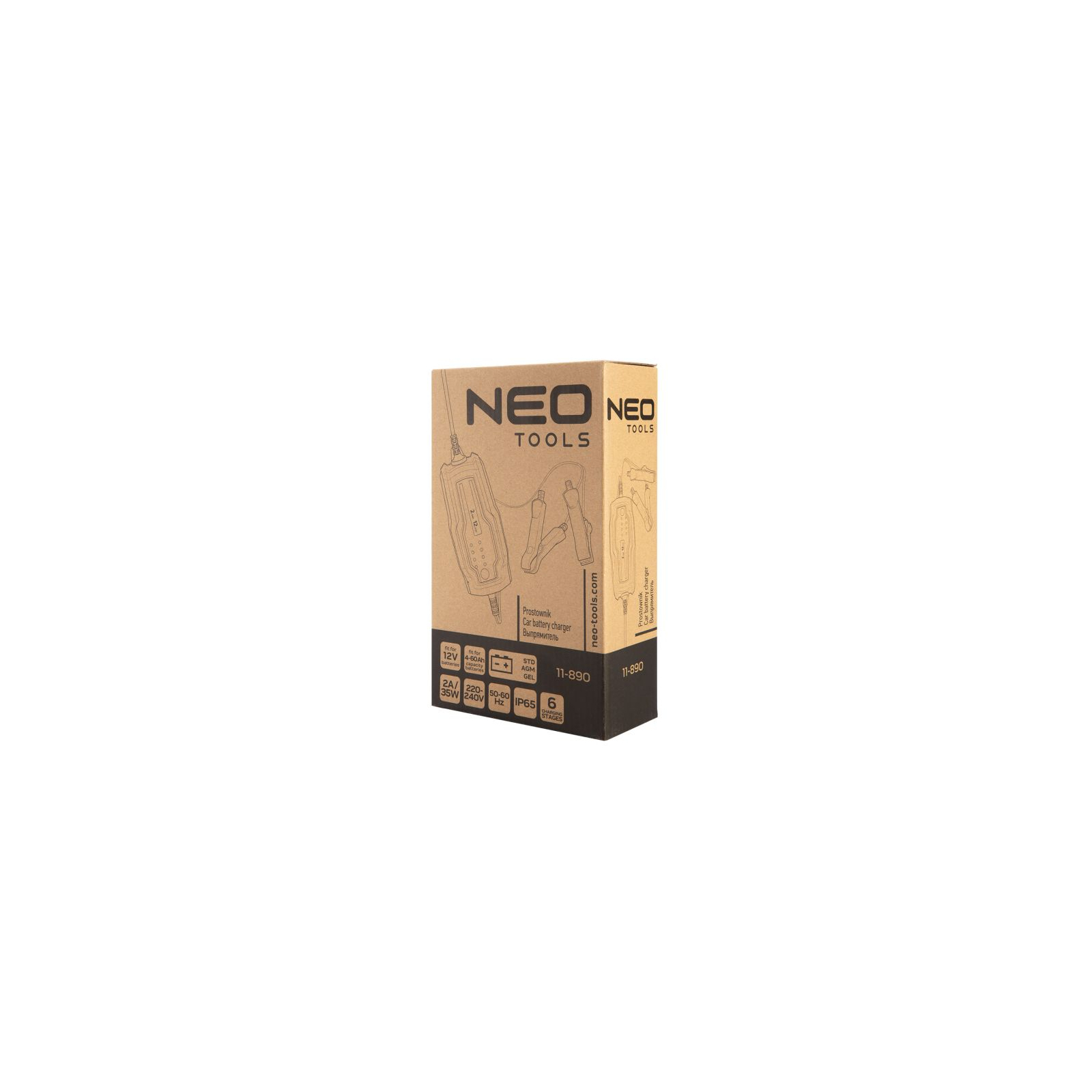 Зарядное устройство для автомобильного аккумулятора Neo Tools 2А/35Вт, 4-60Ач, для кислотних/AGM/GEL (11-890) изображение 2