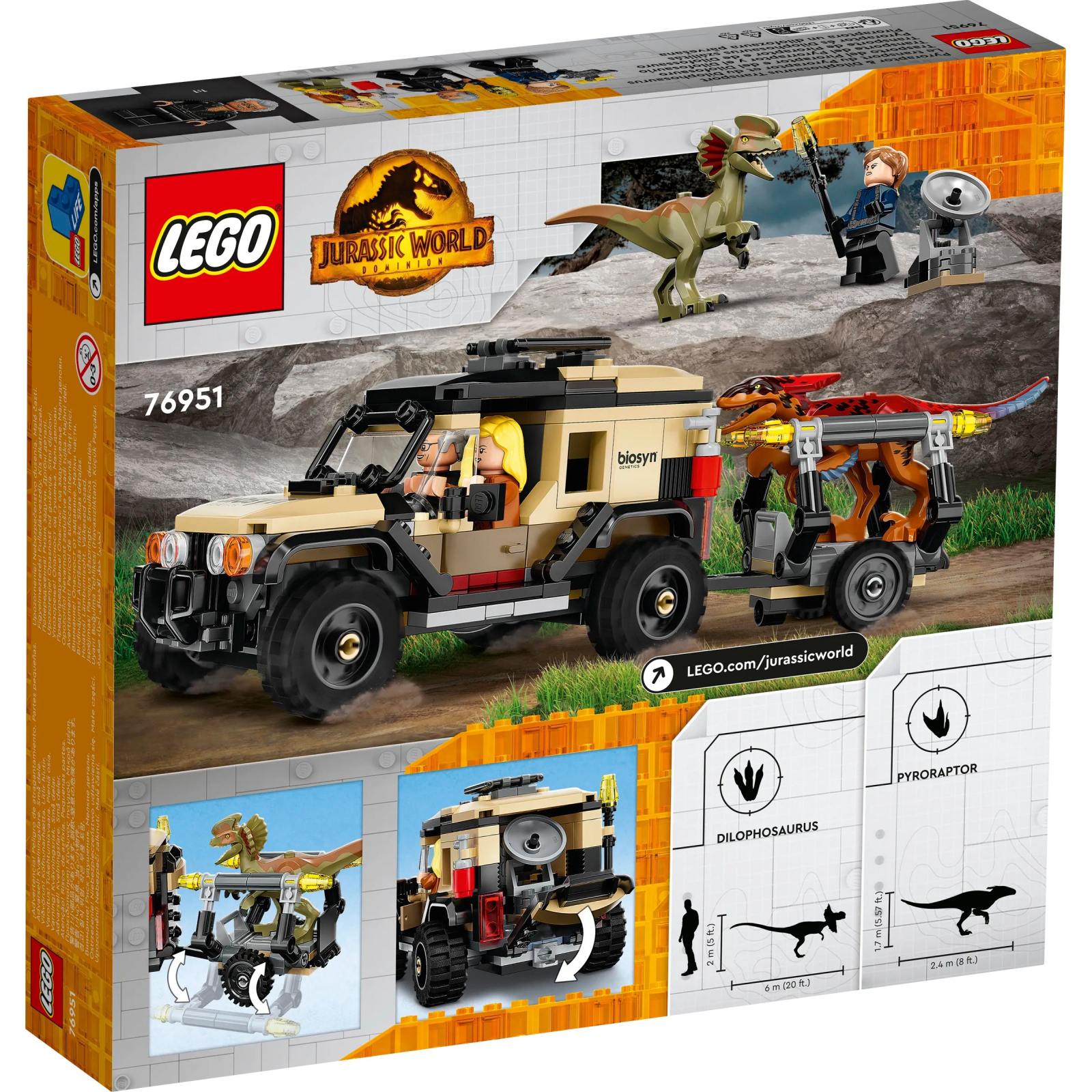 Конструктор LEGO Jurassic World Перевезення пірораптора та дилофозавра 254 деталі (76951) зображення 10