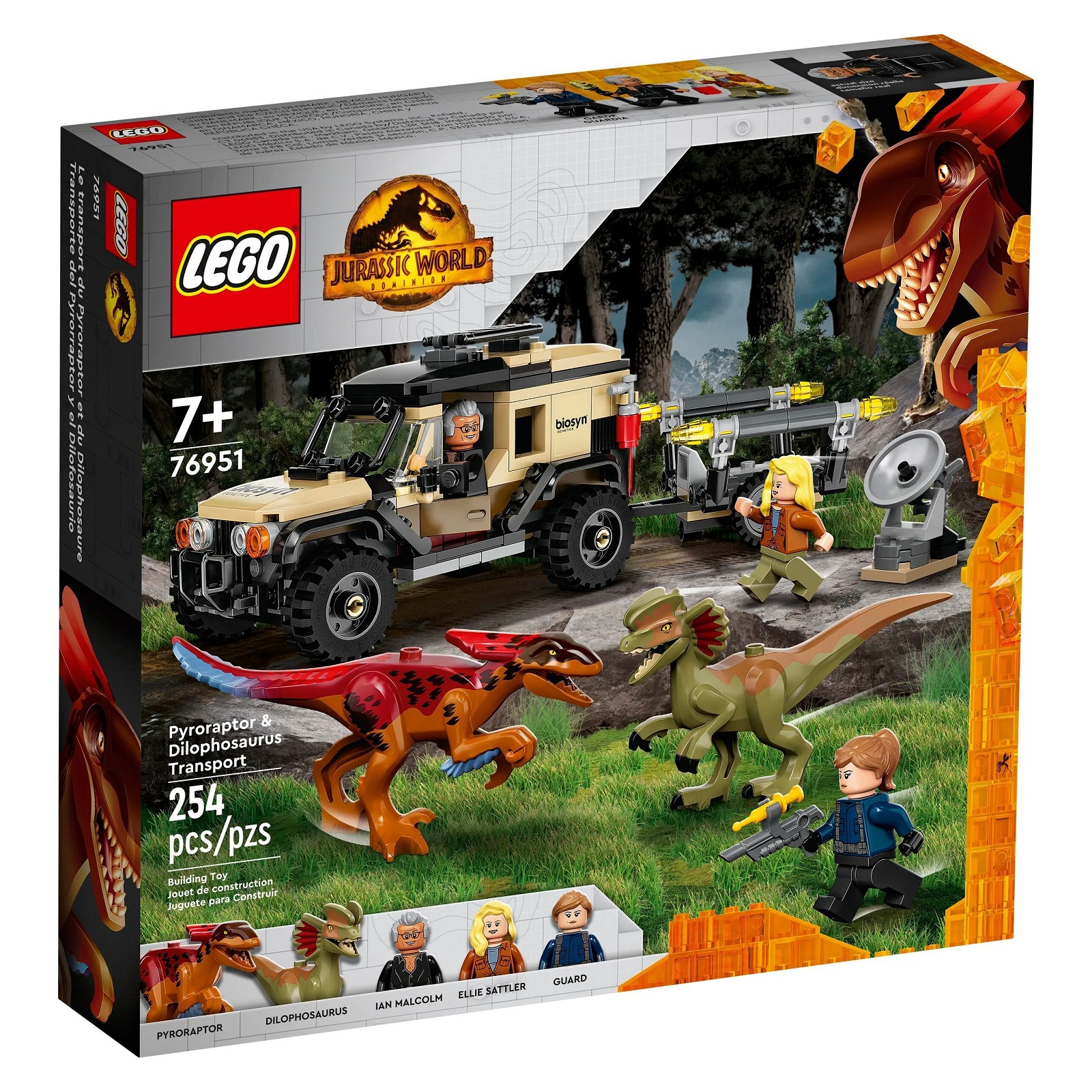 Конструктор LEGO Jurassic World Перевозка пирораптора и дилофозавра 254 детали (76951)