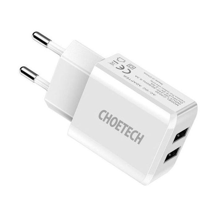 Зарядний пристрій Choetech 2xUSB 5V/2A (C0030EU-WH) зображення 2