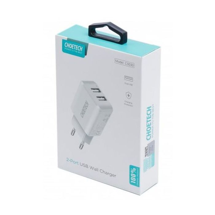 Зарядний пристрій Choetech 2xUSB 5V/2A (C0030EU-WH) зображення 4