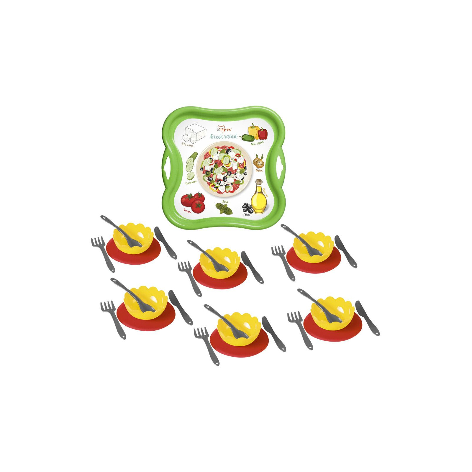 Игровой набор Tigres набор столовой посуды Салат на подносе желтый (39898)