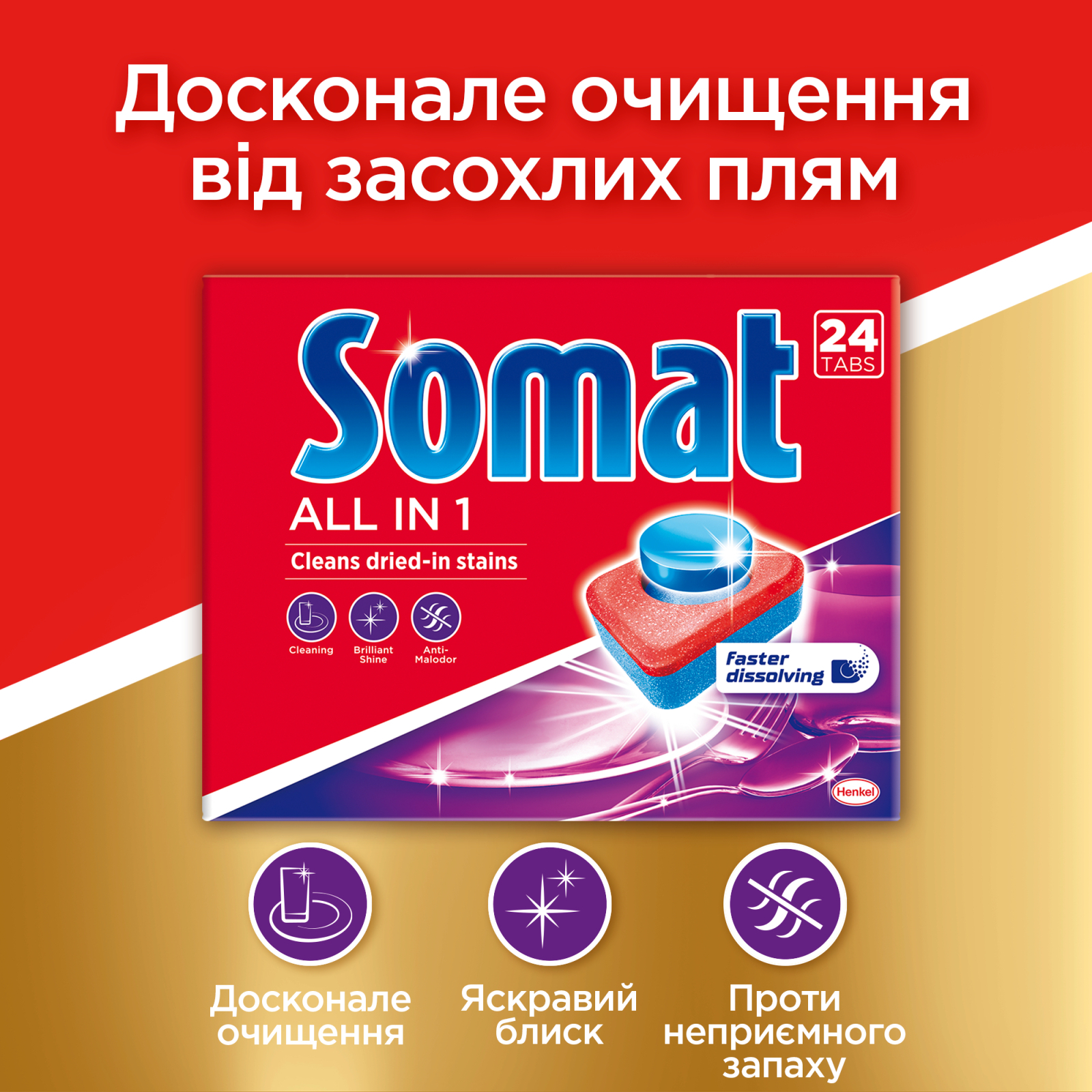Таблетки для посудомоечных машин Somat All in 1 90+90 шт. (9000101536232) изображение 3