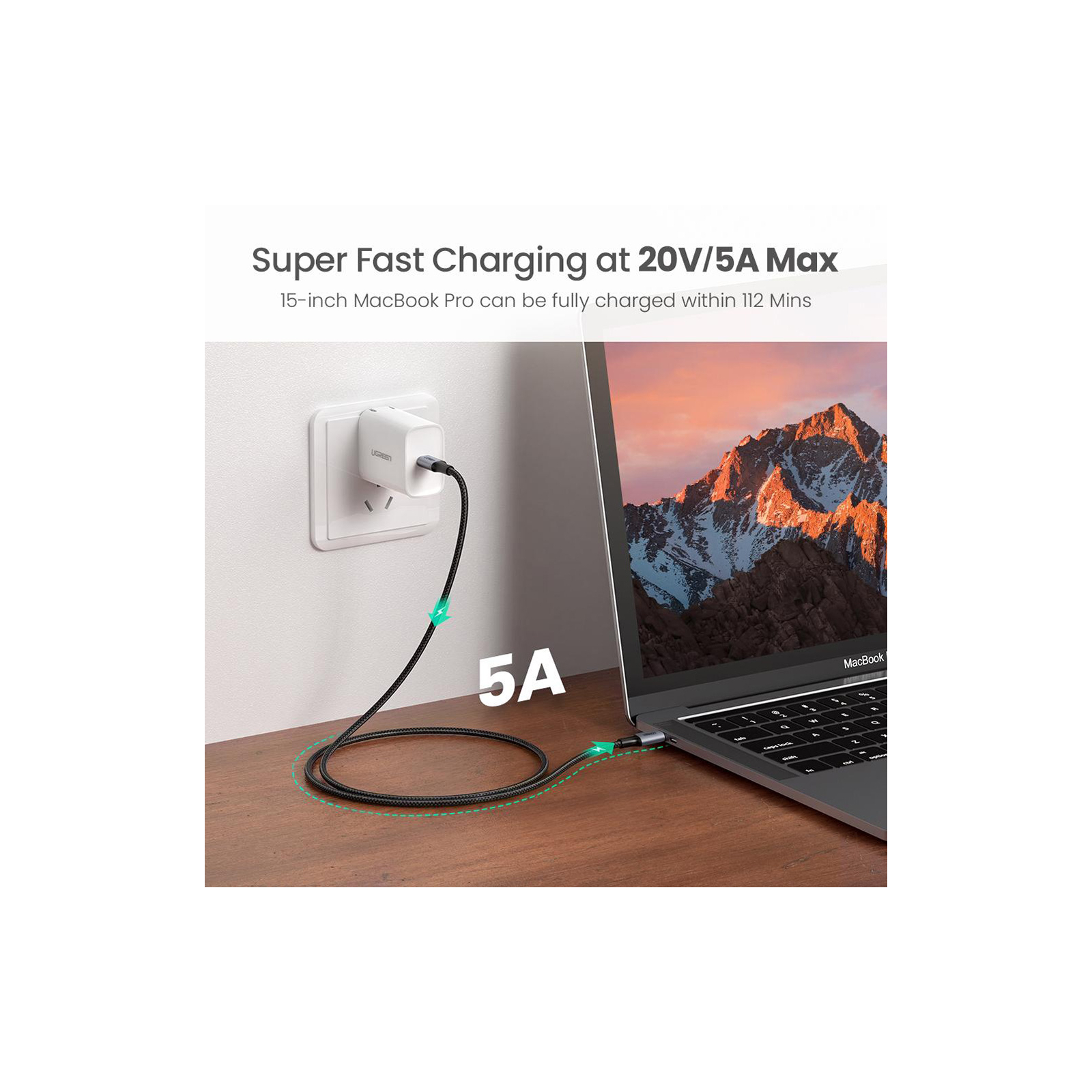 Дата кабель USB-C to USB-C 1.5m 100W US316 Space Gray Ugreen (70428) изображение 4