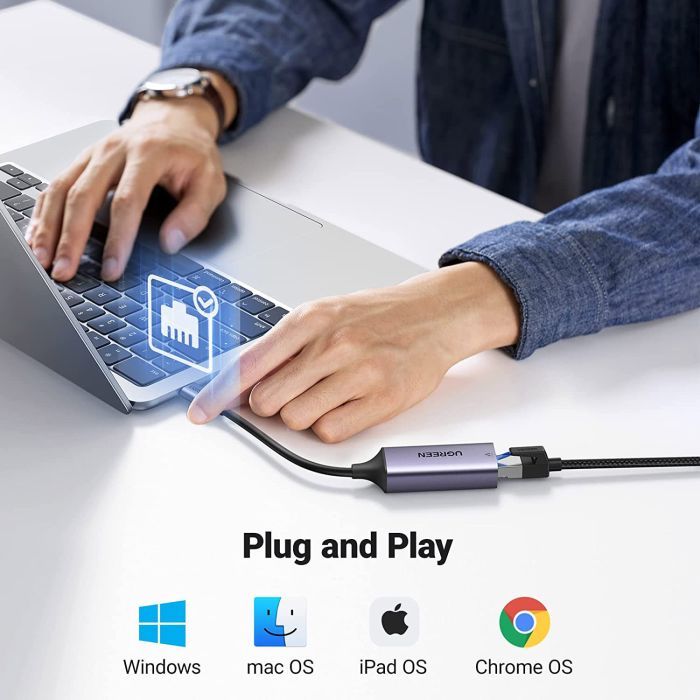 Переходник USB 3.1 Type-C to Ethernet RJ45 1000 Mb CM199 Ugreen (50737) изображение 4