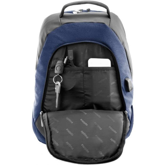 Рюкзак шкільний Optima 17.5" USB Techno чоловічий 0.7 кг 6-15 л Світло-сірий (O97594-03) зображення 2