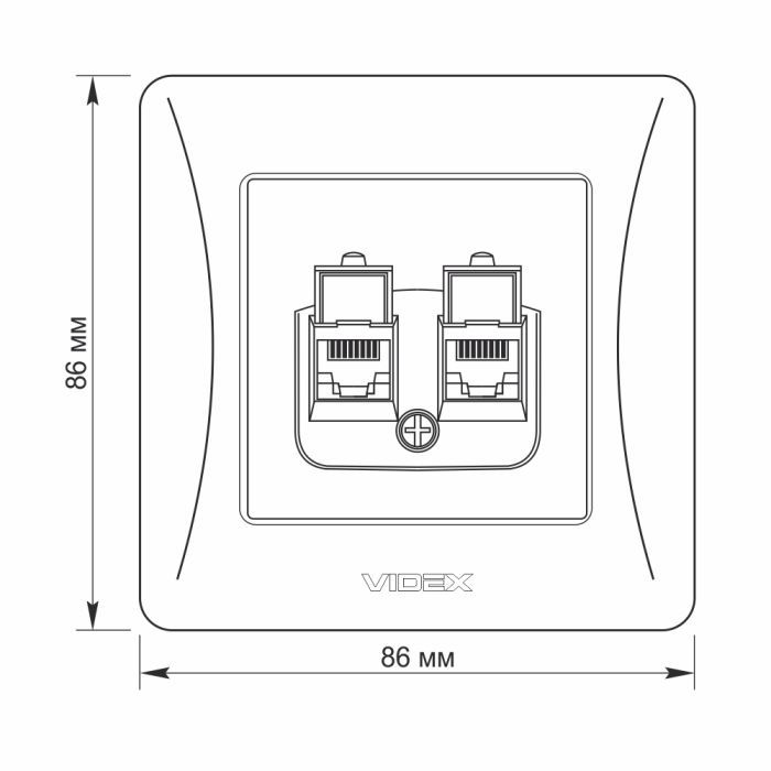 Компьютерная розетка Videx BINERA CAT6+CAT6 двойная сереб (VF-BNSK2PC6-SS) изображение 5