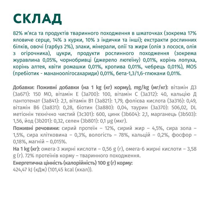 Влажный корм для кошек Optimeal с индейкой в тыквенном соусе 85 г (4820215365857) изображение 8