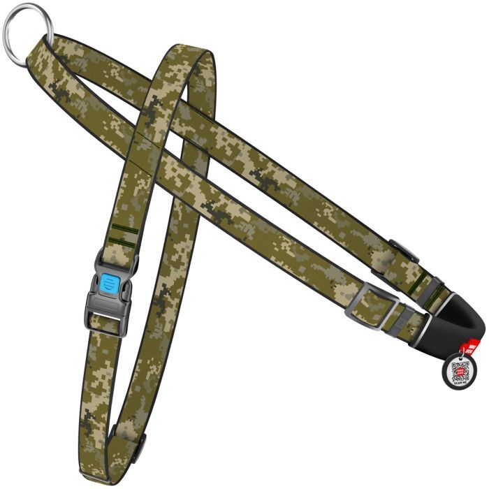 Шлея для собак WAUDOG Nylon з QR-паспортом "Мілітарі" M (327-4026)