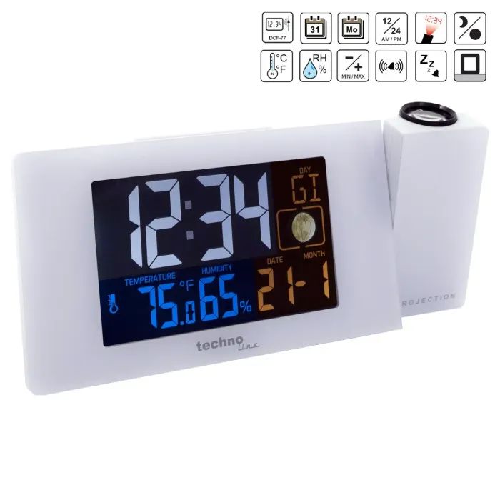 Настільний годинник Technoline WT537 проекційний White (DAS301197) зображення 5
