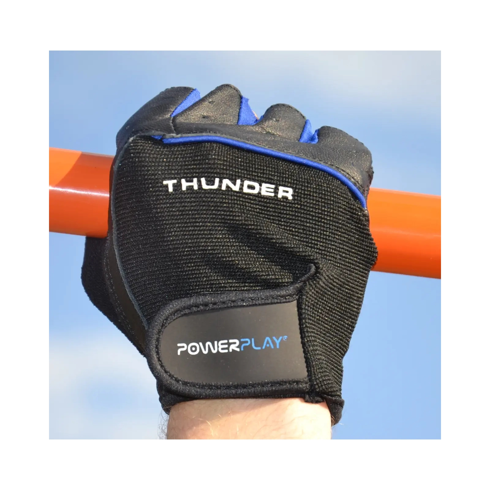 Рукавички для фітнесу PowerPlay 9058 Thunder чорно-сині M (PP_9058_M_Thunder) зображення 10