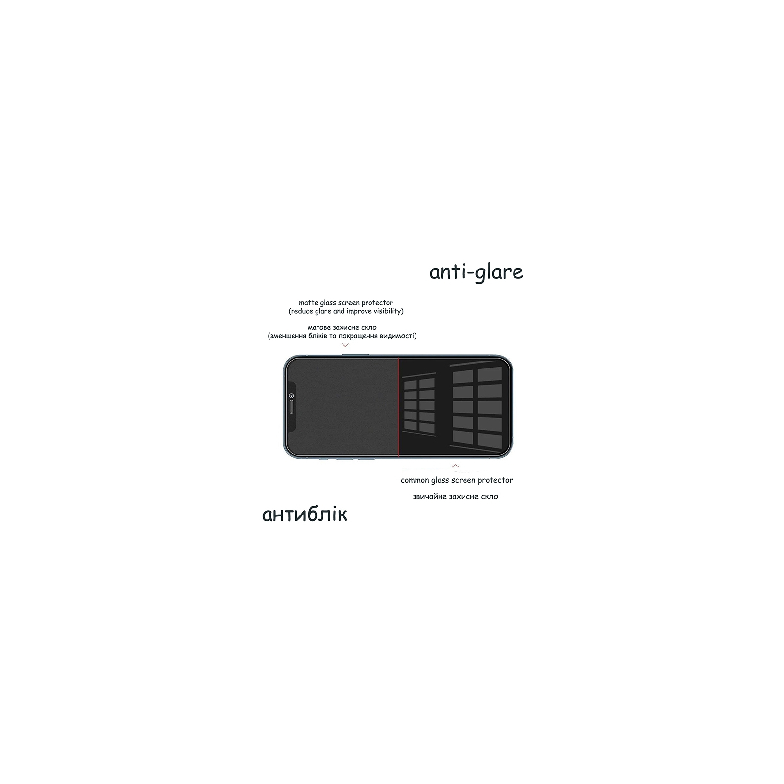 Скло захисне Drobak Matte Glass A+ Apple iPhone 14 Plus (Black) (292948) зображення 6