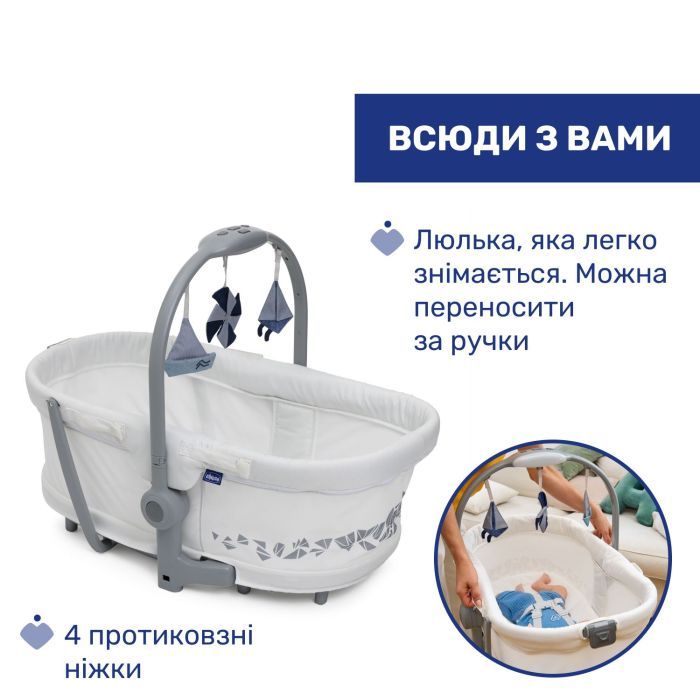 Кроватка Chicco Колыбель для новорожденного 5 в 1 Baby Hug Pro, бежевый (87076.96) изображение 3