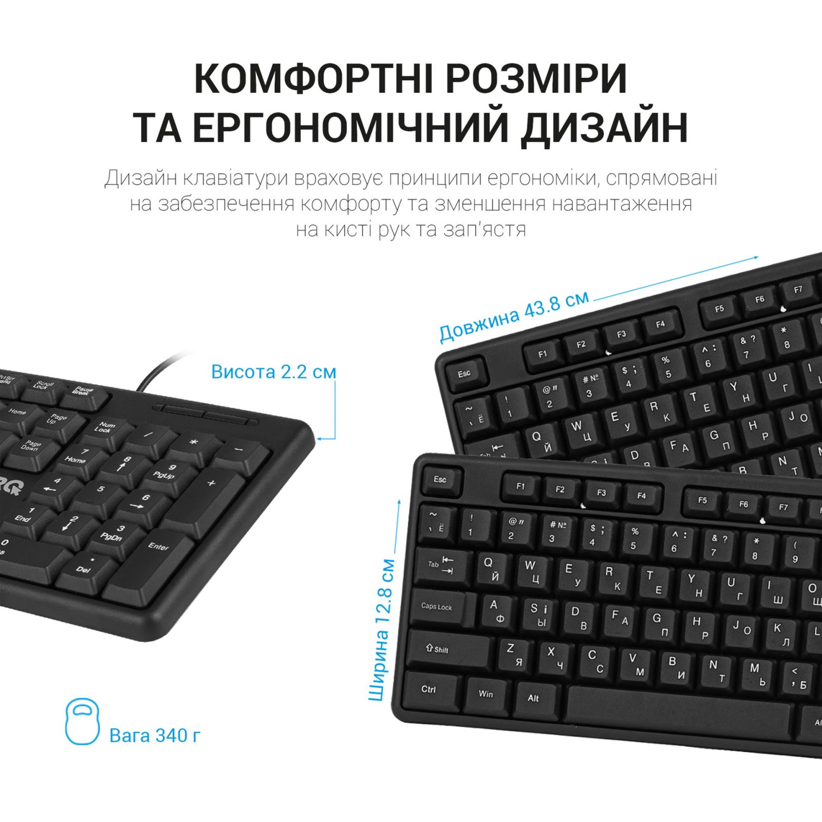 Клавіатура OfficePro SK166 USB Black (SK166) зображення 5