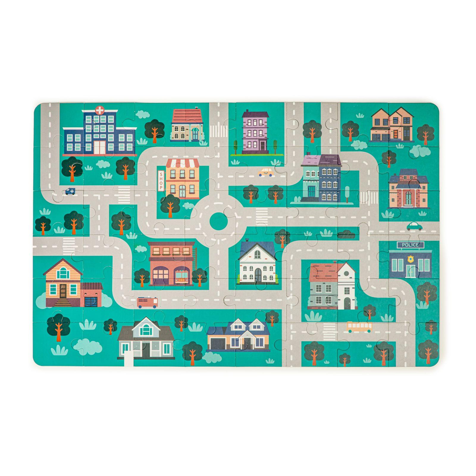 Ігровий набір Ecotoys Дерев'яні кубики з килимком Кольорове місто, 161 шт (PH05D012) зображення 3